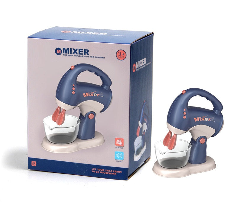 【Kids Kitchen Appliances】Hand Mixer Role Play Pretend Kitchen Appliance for Kids with Realistic Action and Sound - Plus Mixing Bowl and Mixer for Imaginary Cooking Fun (Need 2*AA batteries, not included)
