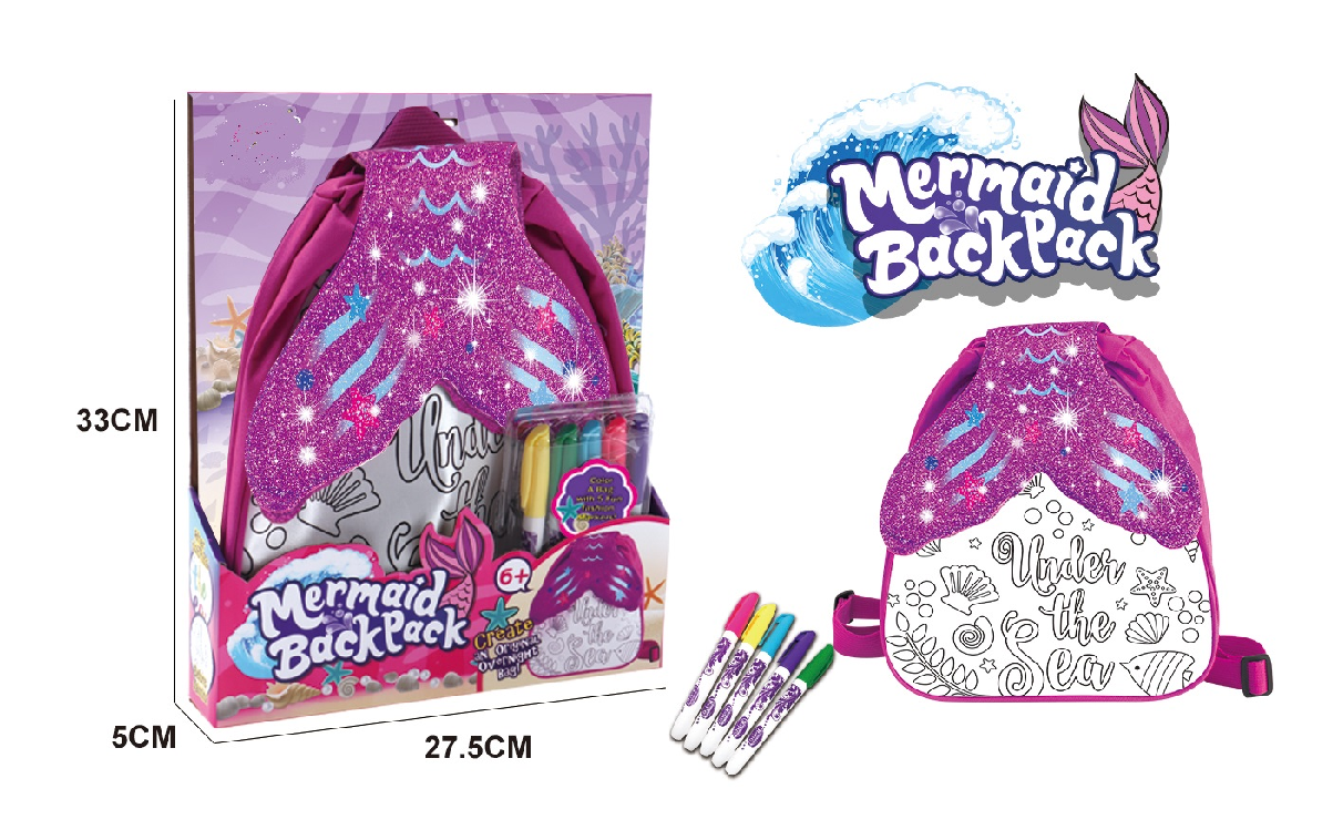 TOYBILLION DIY mermaid backpack-- draw your own backpack with 5 markers