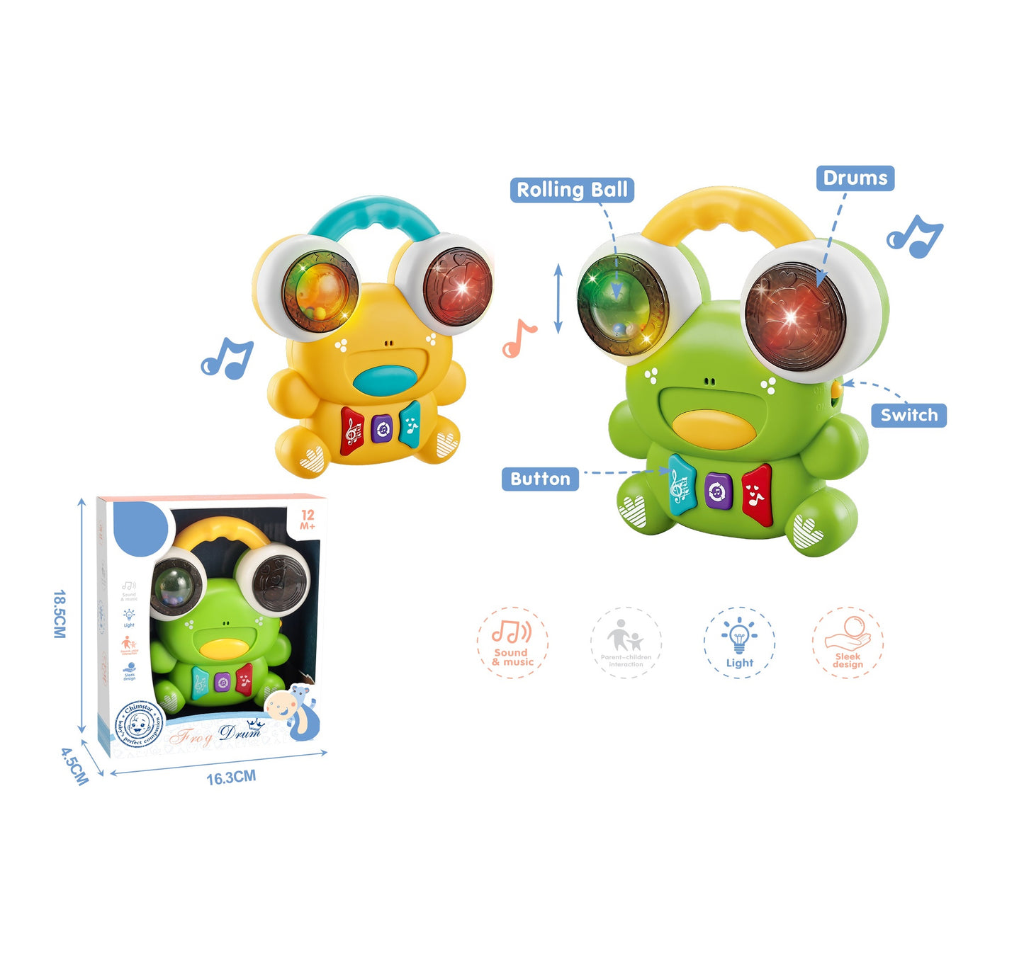 Toybillion Baby Musical Frog Drum with Light & Sounds