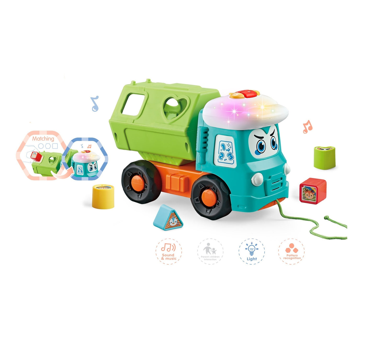 Toybillion Baby Music & Sound Toys Garbage Truck, Early Education Learning Toy with Music/Lighting/Sorting - need 2*AA batteries not included