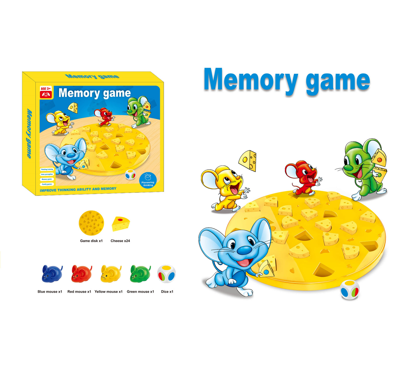 TOYBILLION Mouse and Cheese Memory Board Game