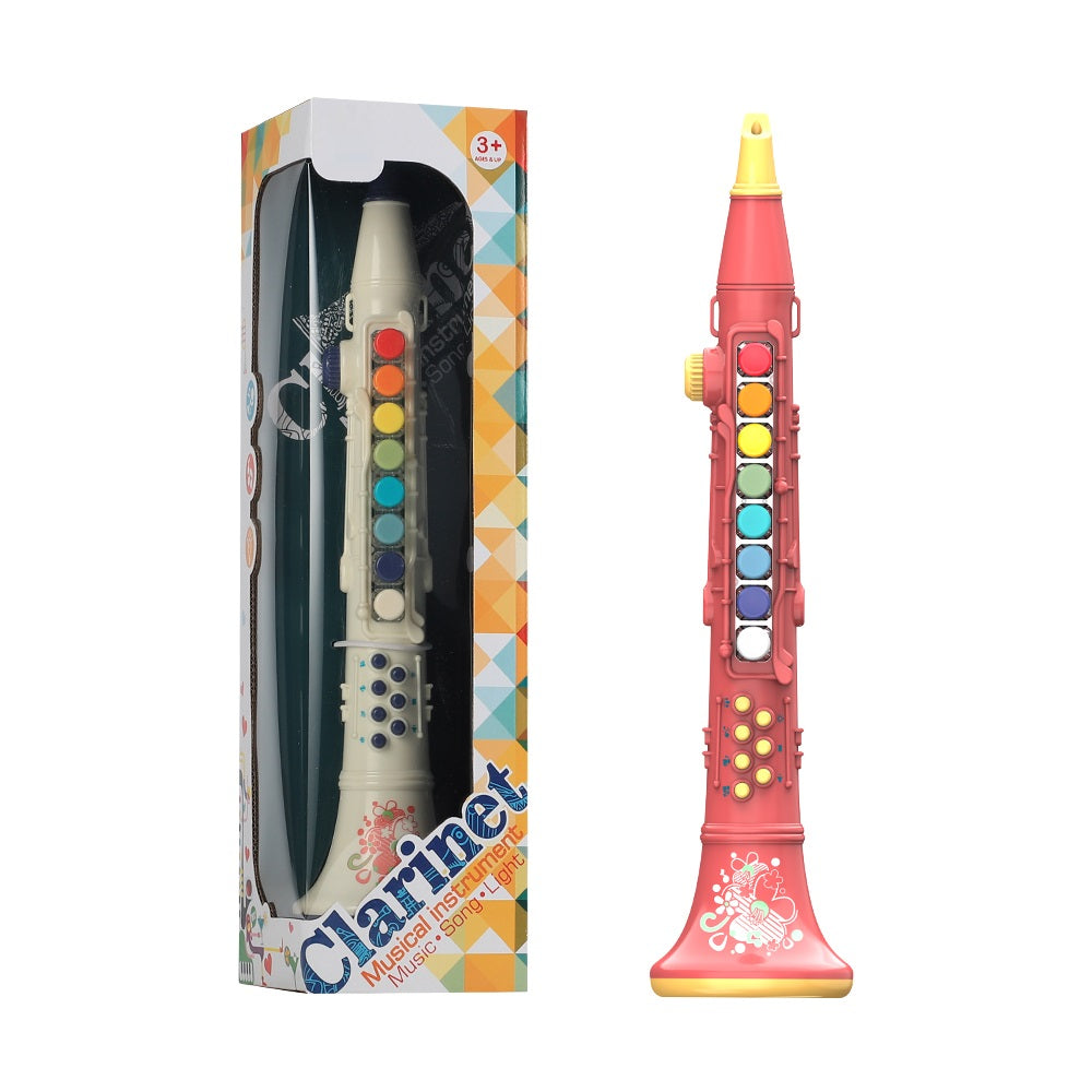 TOYBILLION Clarinet Musical Instrument Toys with Light & Sound Early Education Toy for Boys Girls -WHITE/RED