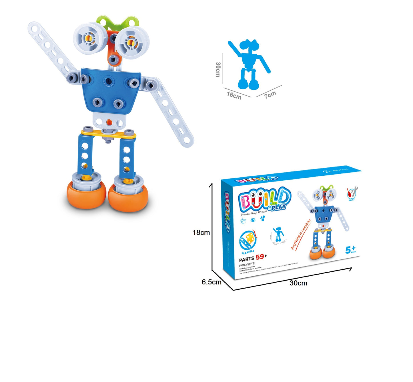 TOYBILLION STEM Robot 59 Pieces Building & Play Kits Educational Learning Toys for Boys & Girls