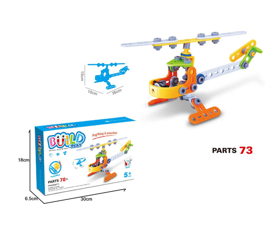 TOYBILLION STEM Helicopter 73 Pieces Building & Play Kits Educational Learning Toys for Boys & Girls