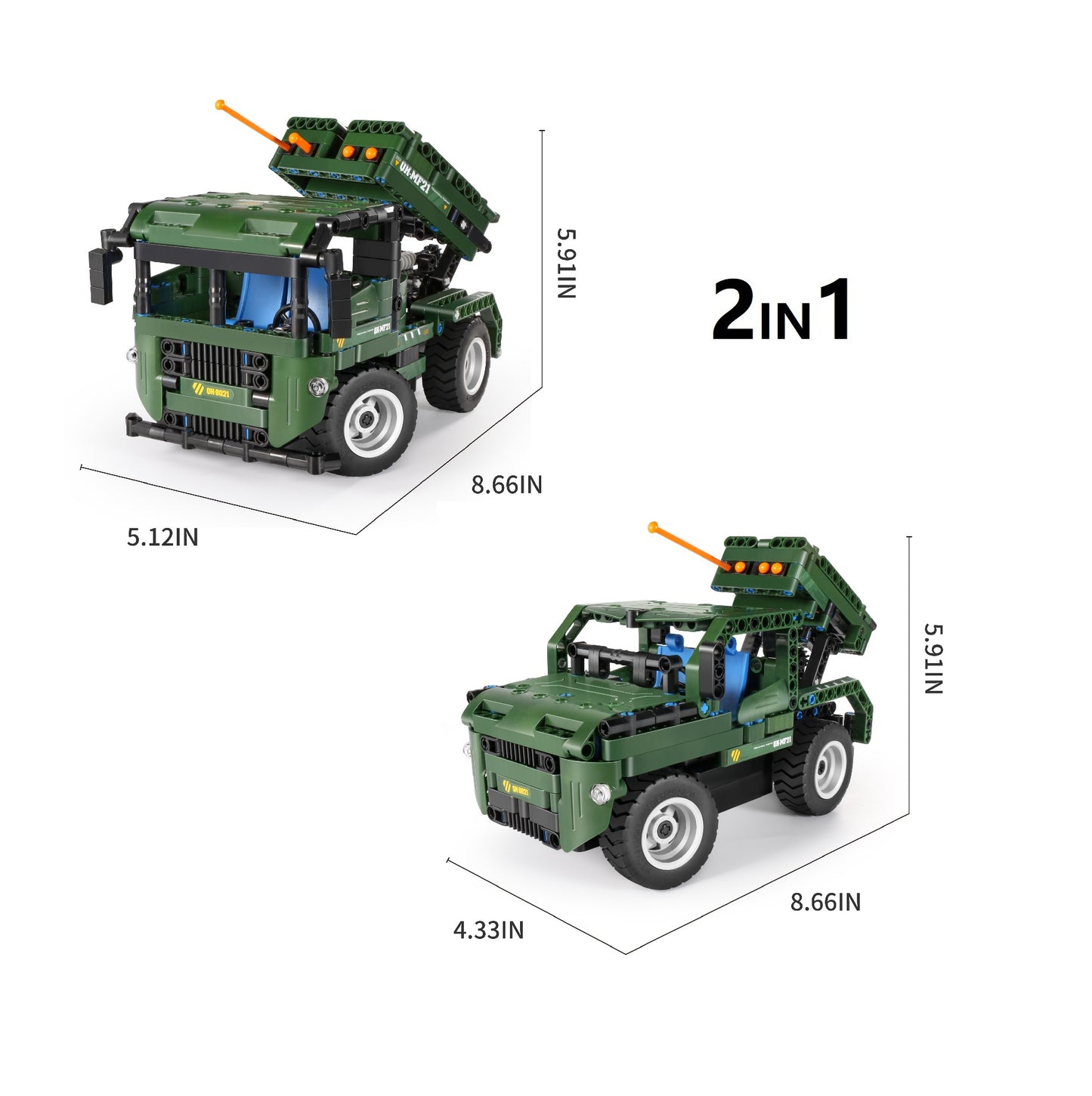 TOYBILLION 2-in-1 Remote Control Rocket Launcher Building Kits (364PCS) -No.8021