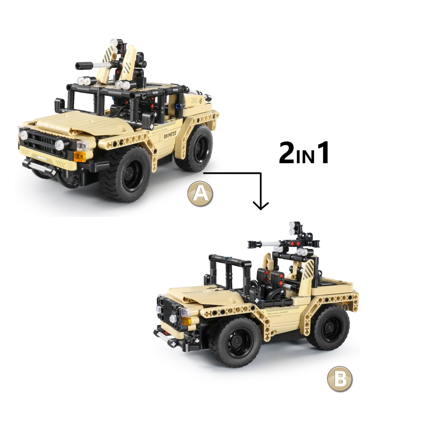 TOYBILLION 2-in-1 Remote Control Armed Off-road Vehicle Building Kits (370PCS) -No.8022