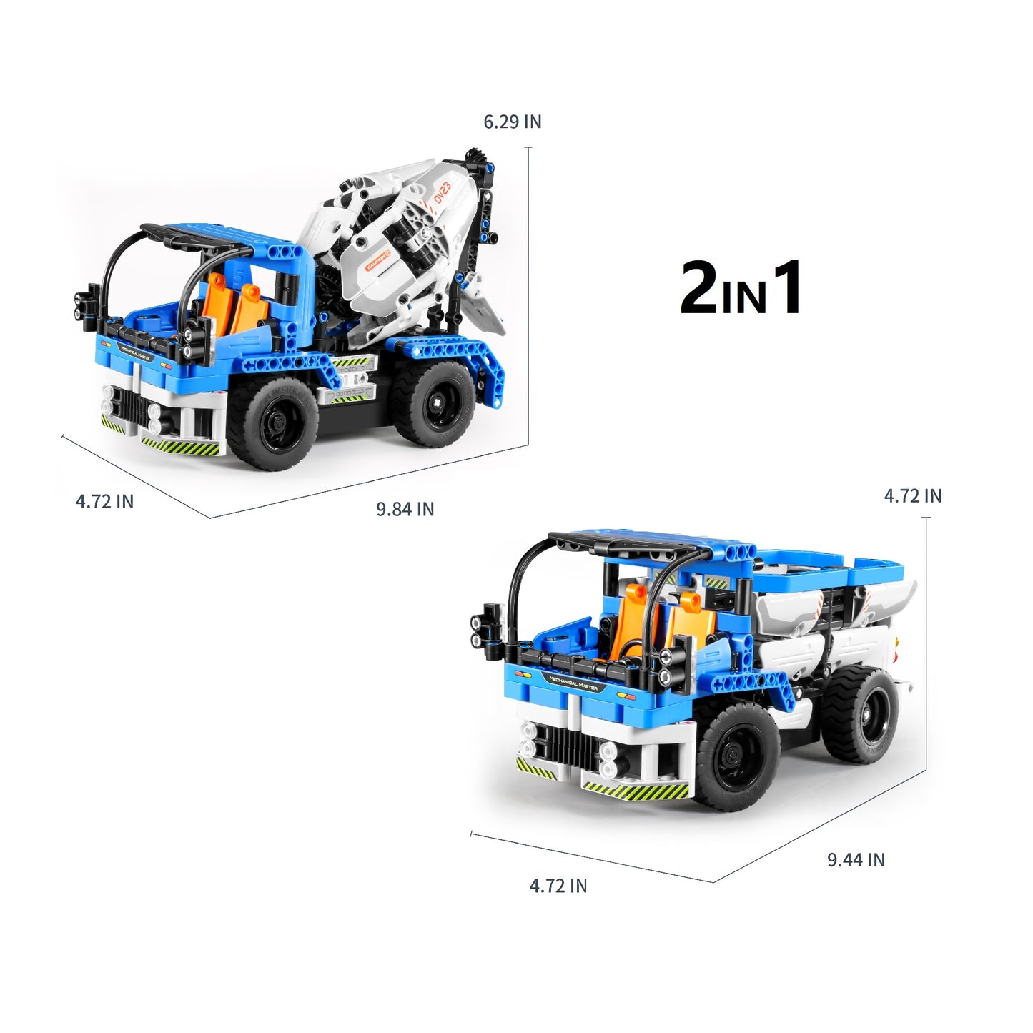 TOYBILLION 2-in-1 Remote Control Engineering Crane Truck Building Kits (394PCS) -No.8023