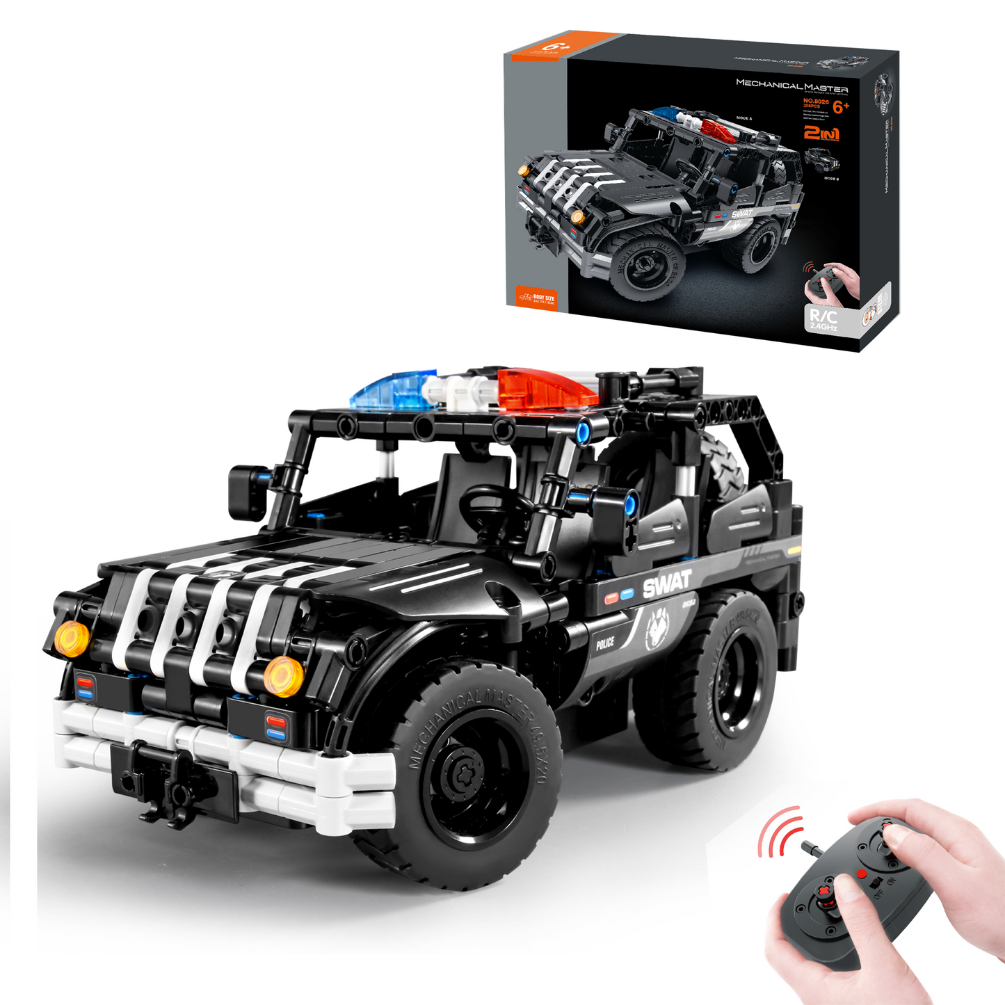 TOYBILLION 2-in-1 Remote Control Armed Police Vehicle Building Kits (355PCS) -No.8026