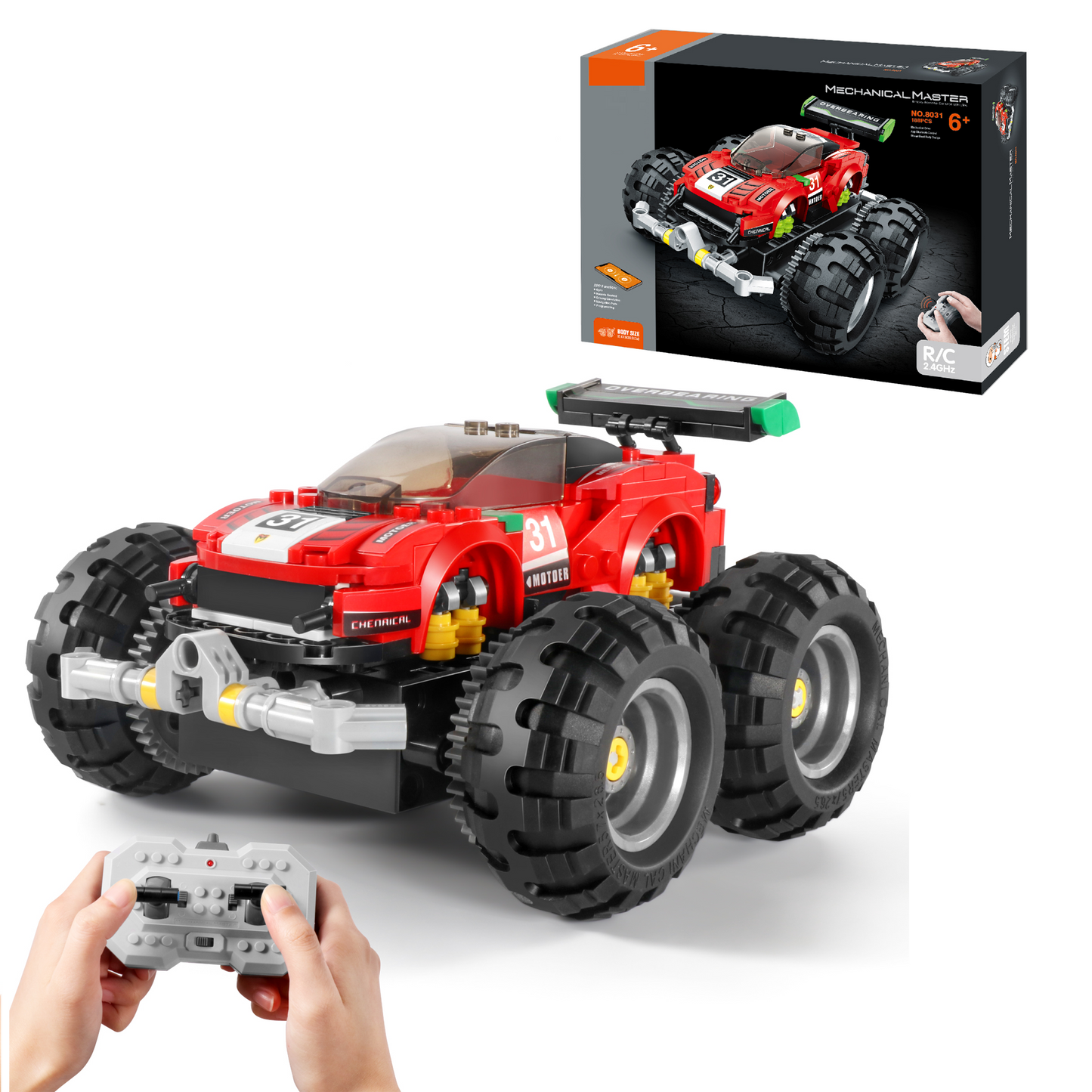 TOYBILLION Coding Remote Control Monster Truck Building Kits (188PCS) -No.8031