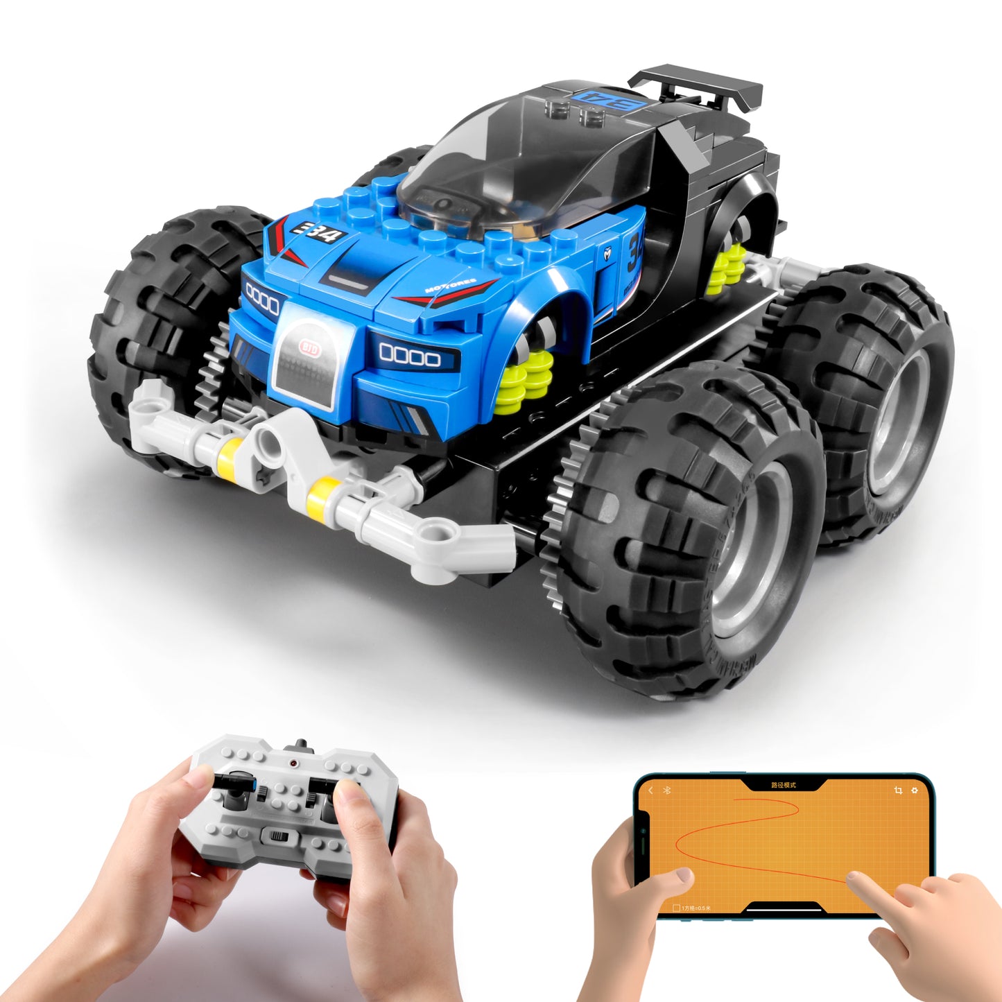 TOYBILLION Coding Remote Control Monster Truck Building Kits (177PCS) -No.8034