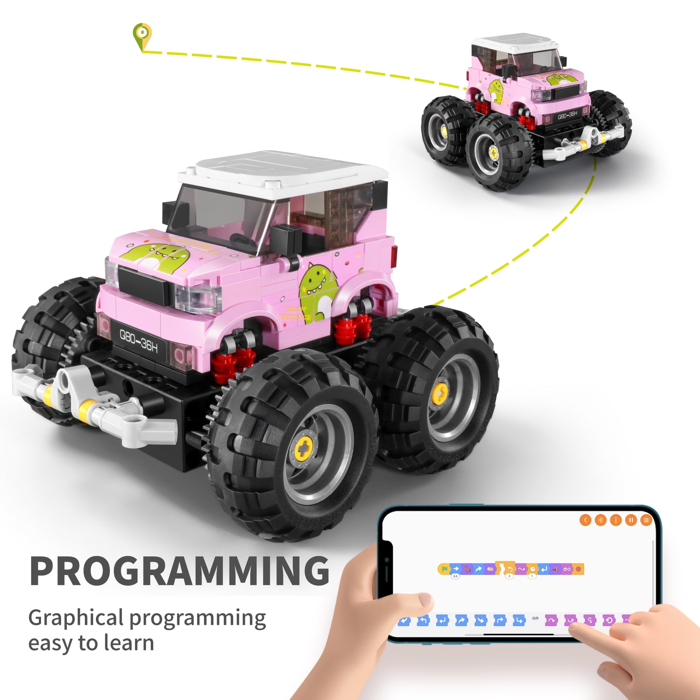 TOYBILLION Coding Remote Control Monster Truck Building Kits (310PCS) -No.8036