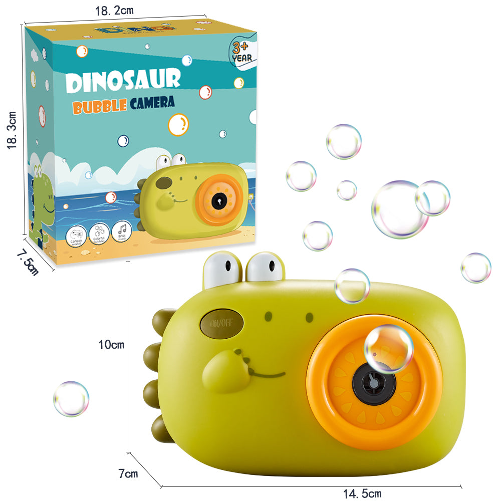 TOYBILLION Dinosaur Camera Bubble Machine with Light& Music (2*40ml Bubble Solution)