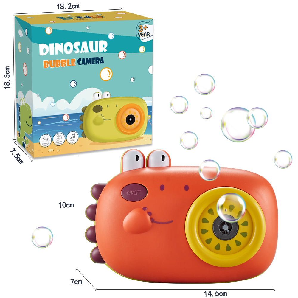 TOYBILLION Dinosaur Camera Bubble Machine with Light& Music (2*40ml Bubble Solution)