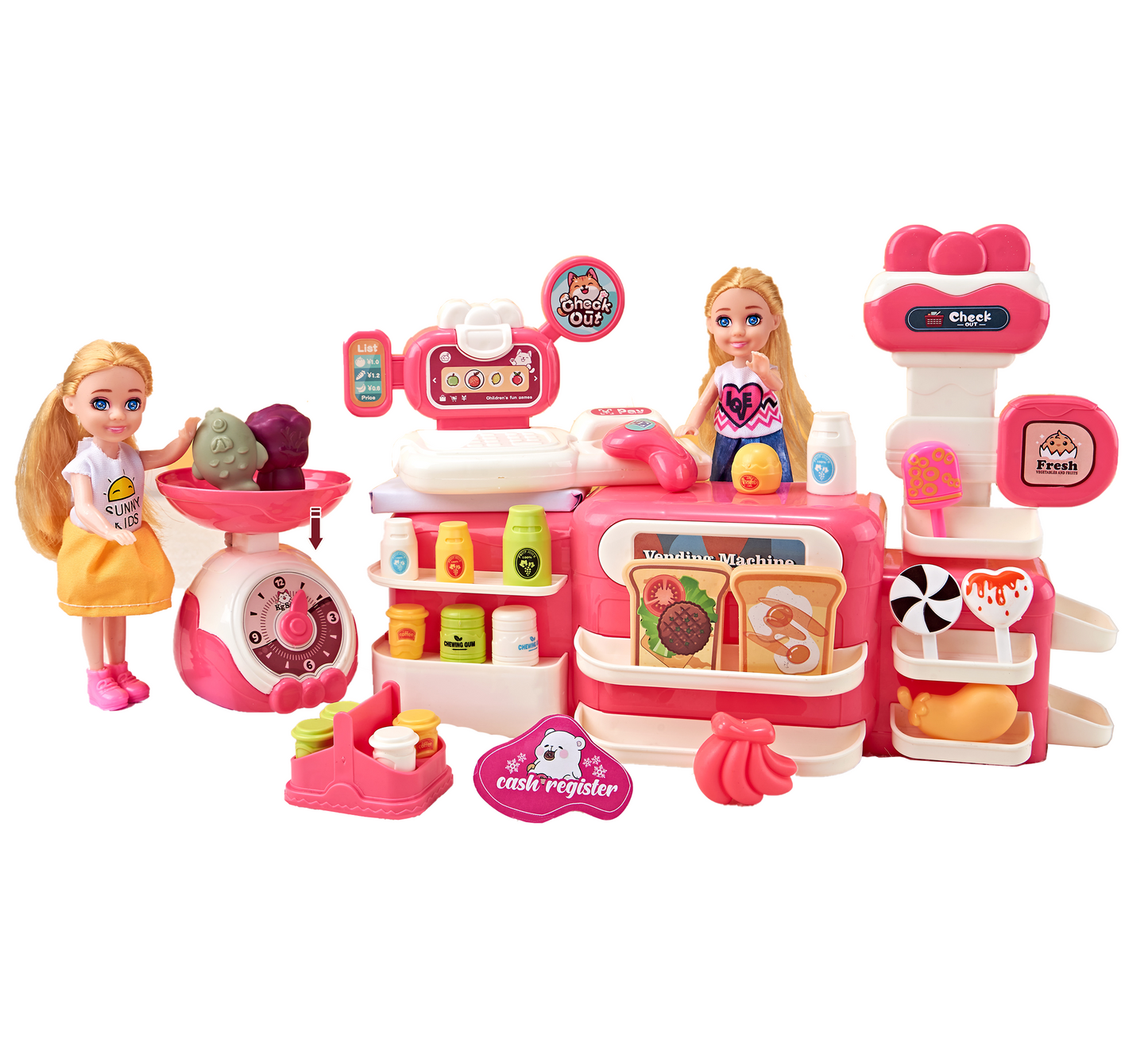 TOYBILLION Doll Play Set: Sales Stand, Register, Weight & Food