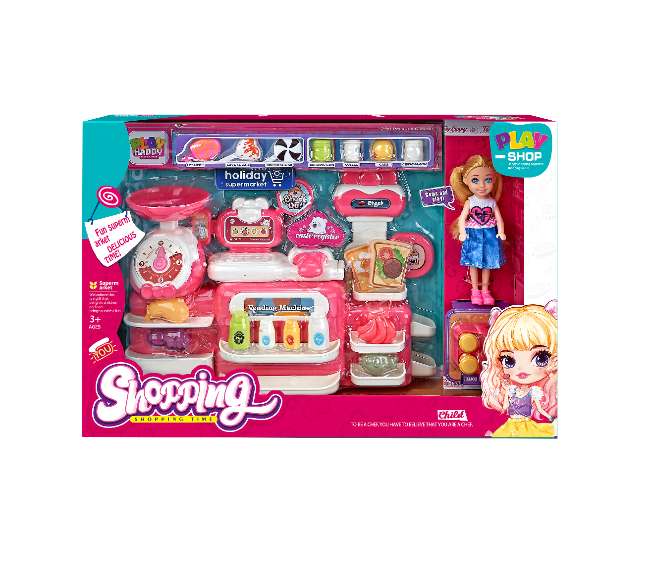 TOYBILLION Doll Play Set: Sales Stand, Register, Weight & Food