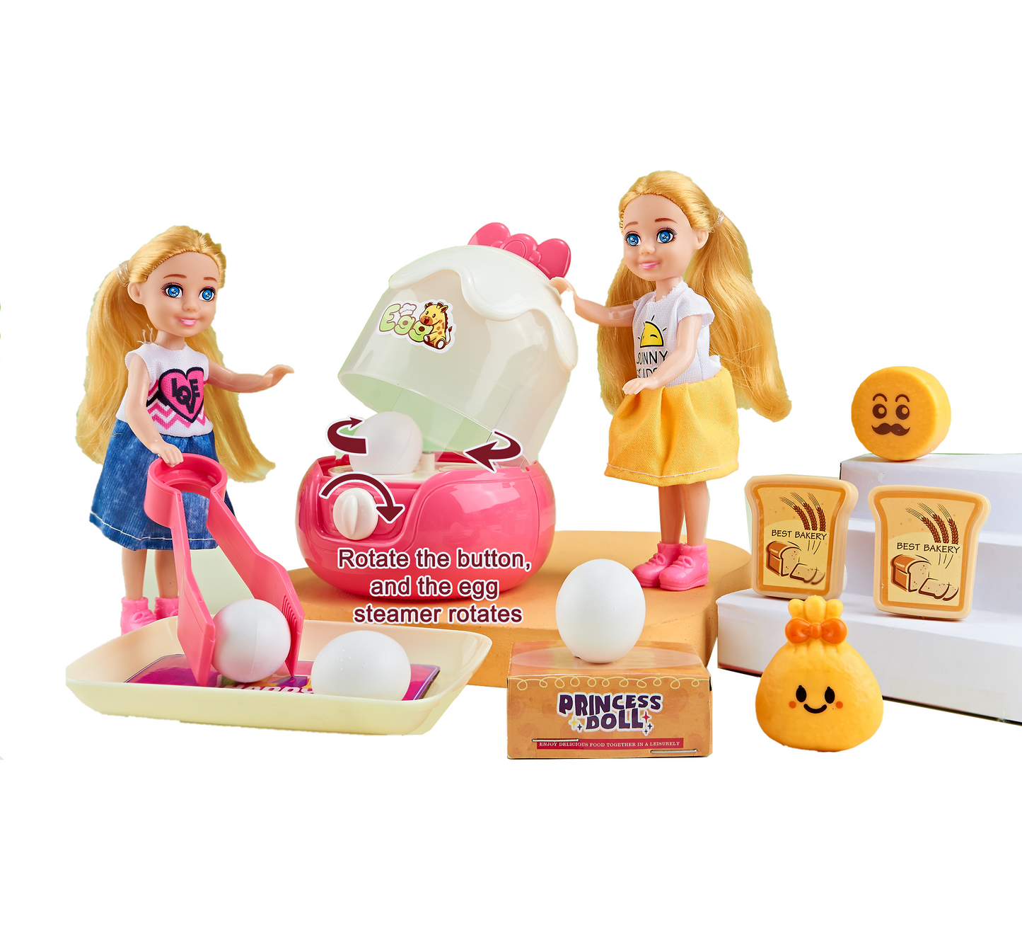 TOYBILLION Doll Kitchen Playset, Egg Steamer & Food