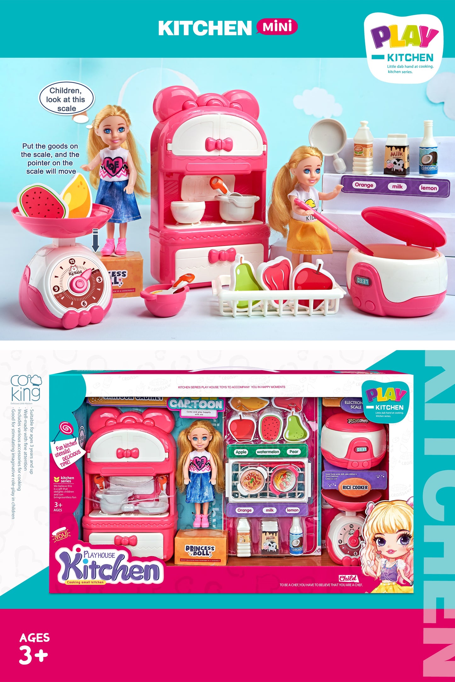 TOYBILLION Doll Kitchen Cooking Toy Play Set