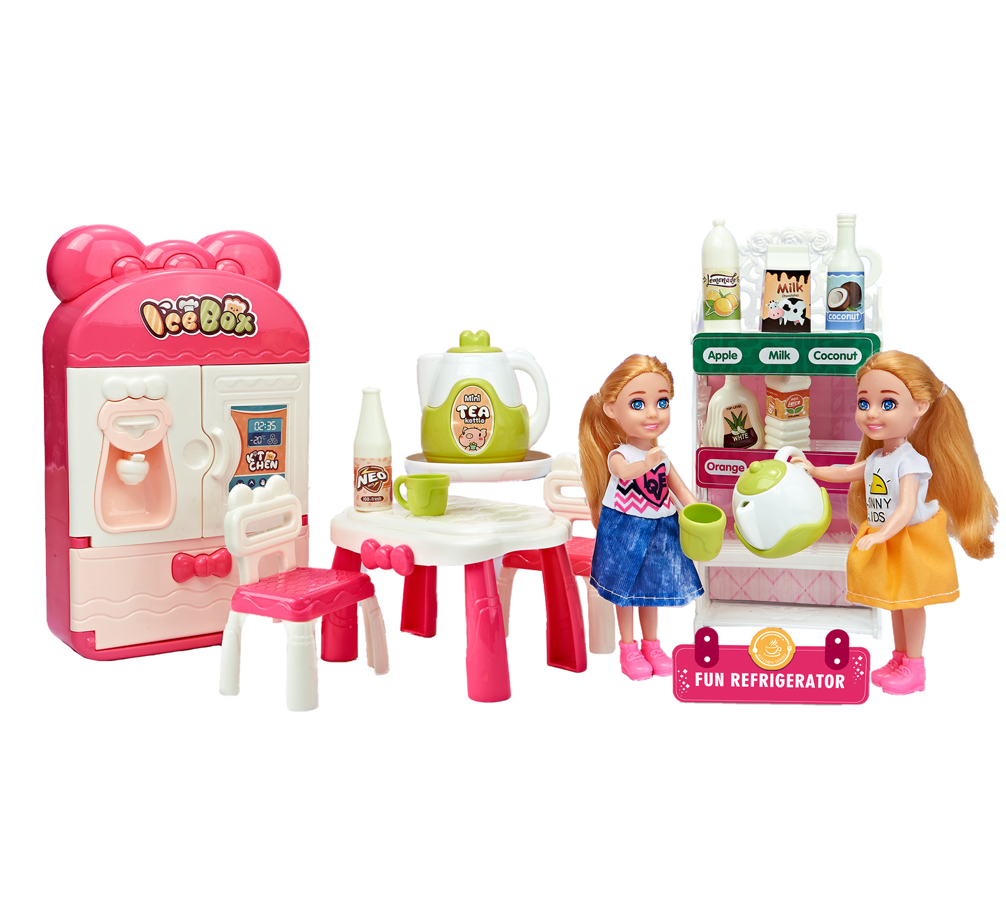 TOYBILLION Doll Kitchen Toy Play Set, Fridge, Table Set & Drink