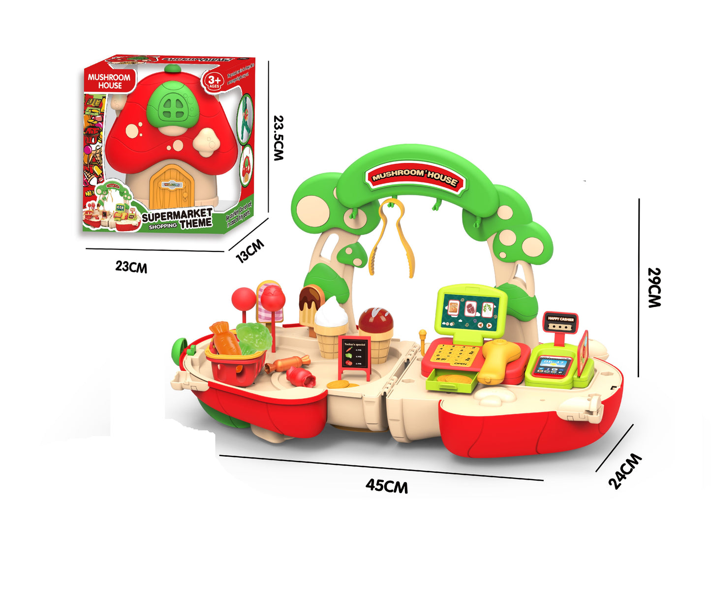 TOYBILLION Mashroom Supermarket Pretend Play Toys - can changed into a bag to carry out