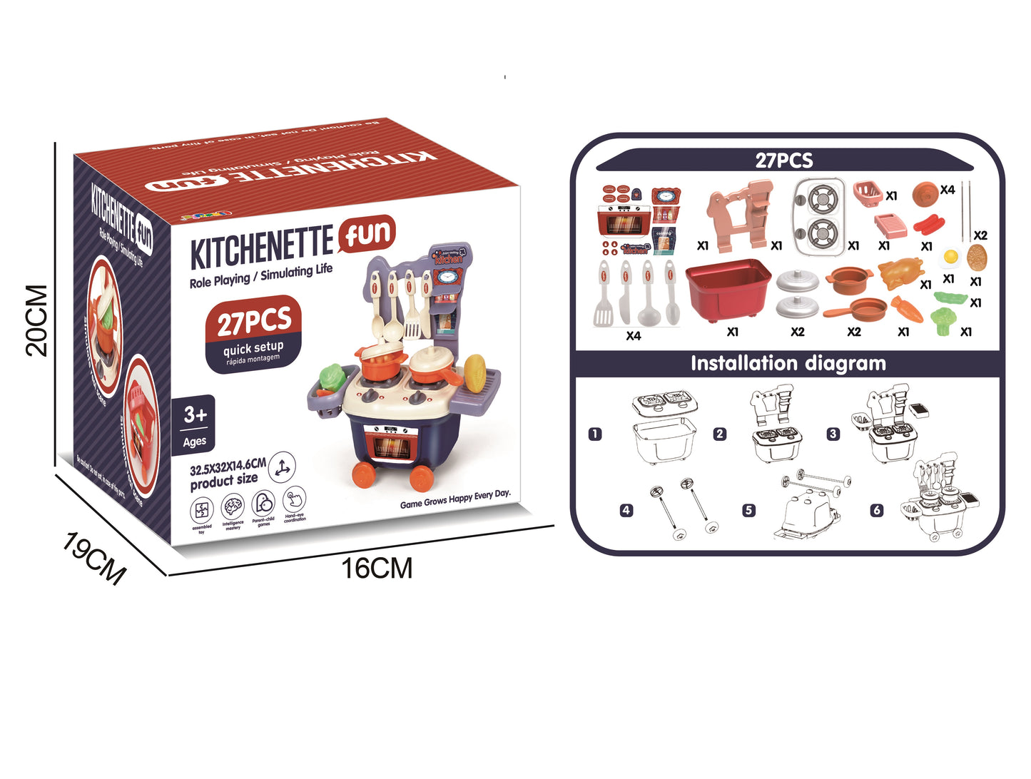 TOYBILLION Kitchenette Pretend Play Toy-27 PCS