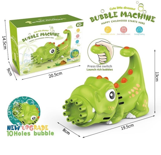 TOYBILLION 10 Holes Dinosaur  Bubble Machine with 50ml Bubble Solution