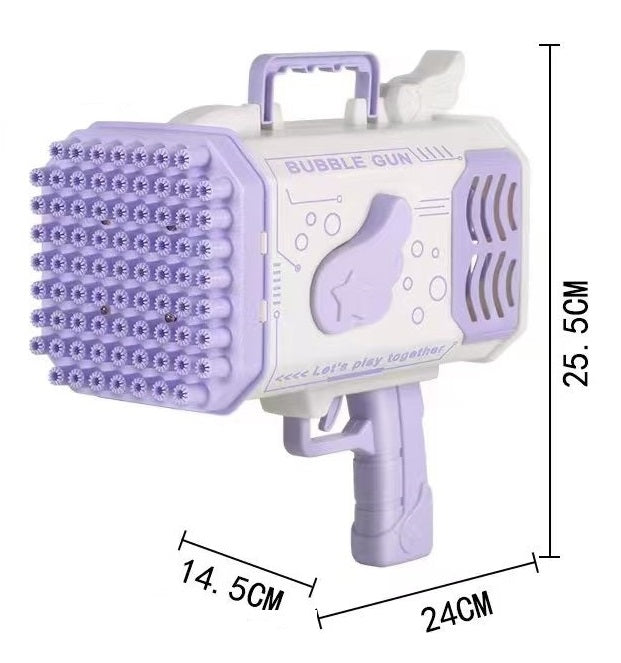 TOYBILLION 77-Hole Bubble Gun with Light, Automatic Bubble Maker ( Bubble Gun, 2* 50ml Bubble Solution , Plate, Battery and Charger)