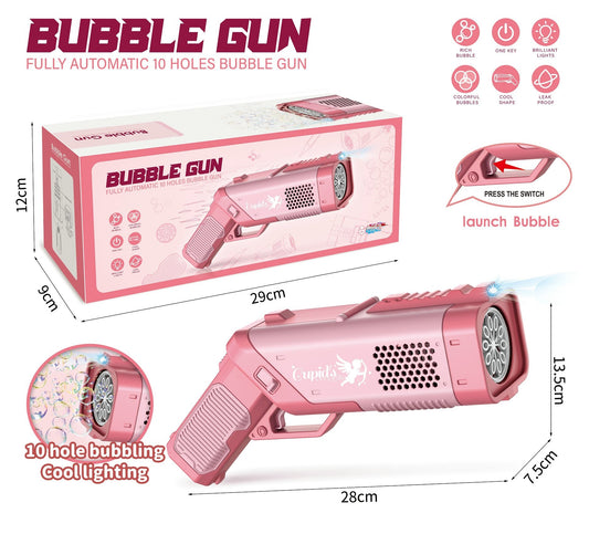 TOYBILLION 10 Holes Bubble Gun with Light (including 50ml Bubble Solution)