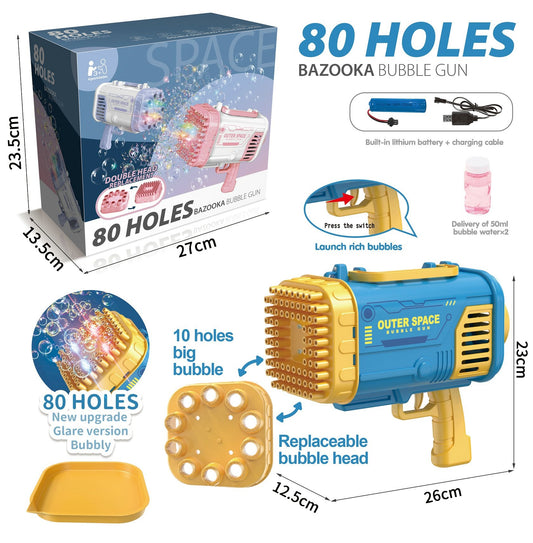 TOYBILLION 80 Holes Bubble Gun with Light