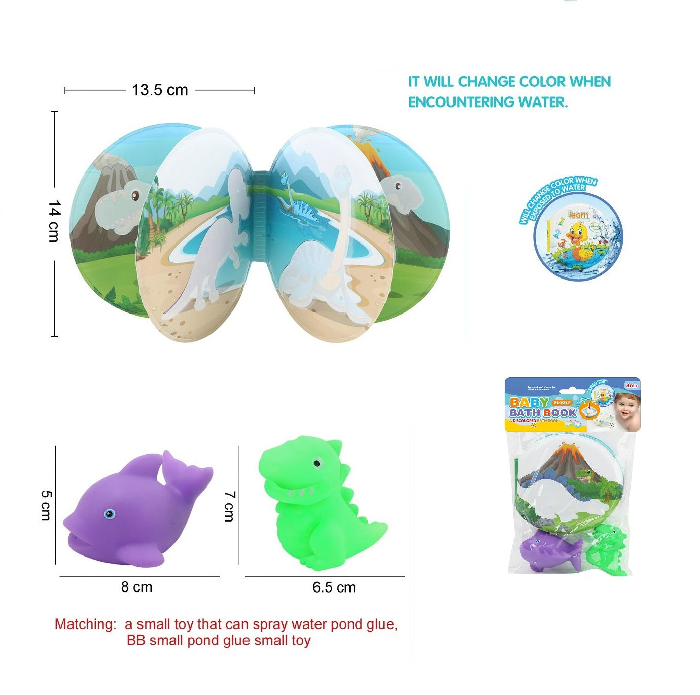 TOYBILLION Baby Bath Book with 2 Rubber Animal --Nature World Magic Discoloration Waterproof Bathtime Toys for Toddlers