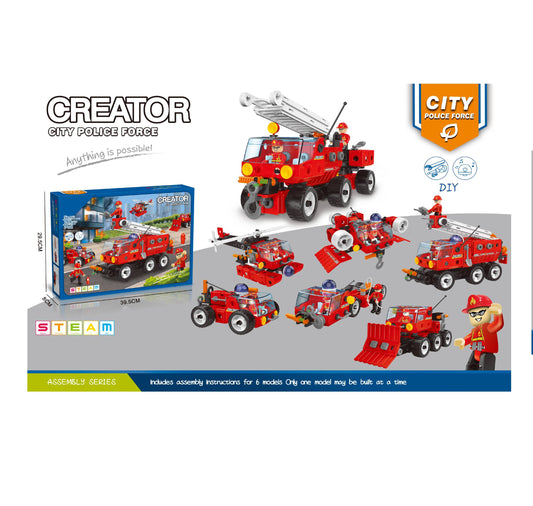 TOYBILLION  7-in-1 City Fire 159 Pieces STEM Building &Play Kits DIY Toys
