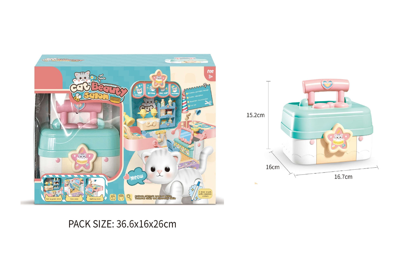 TOYBILLION Cat Beauty Salon Playset Kit for Kids Pretend Play