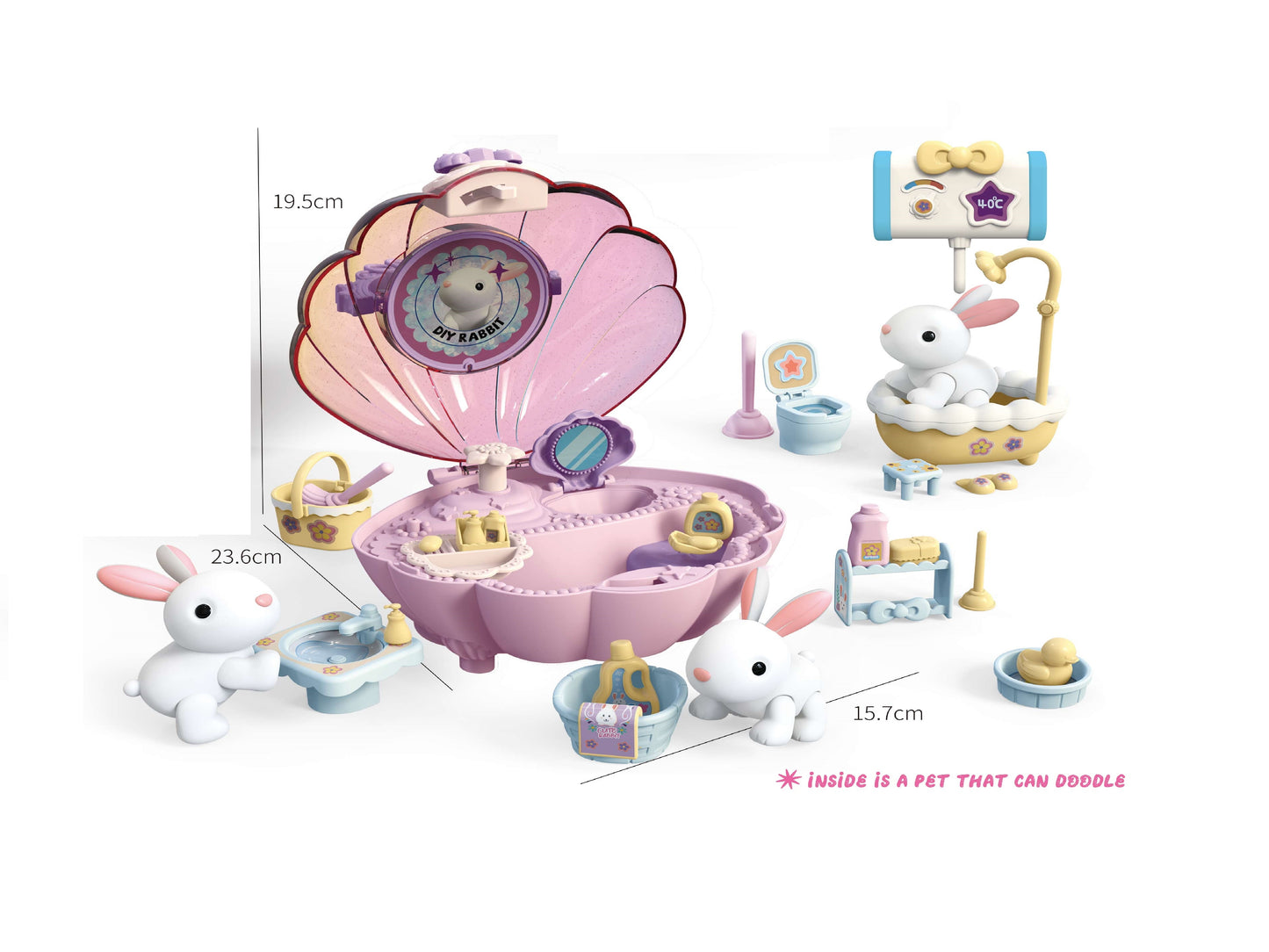 TOYBILLION Rabbit Bathroom Playset Kit for Kids Pretend Play