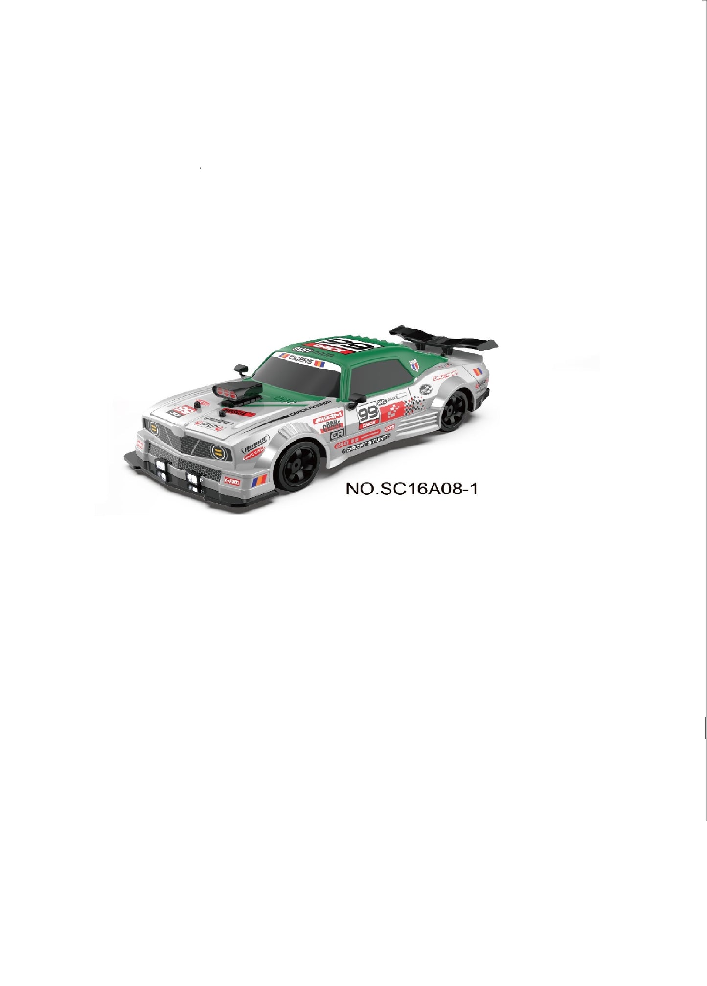 TOYBILLION 1:16 Scale Racing RC Drift Car 2.4Ghz / 4WD RTR High Speed RC Vehicle with LED Lights, All Batteries and Drifting Wheels + Racing Wheels