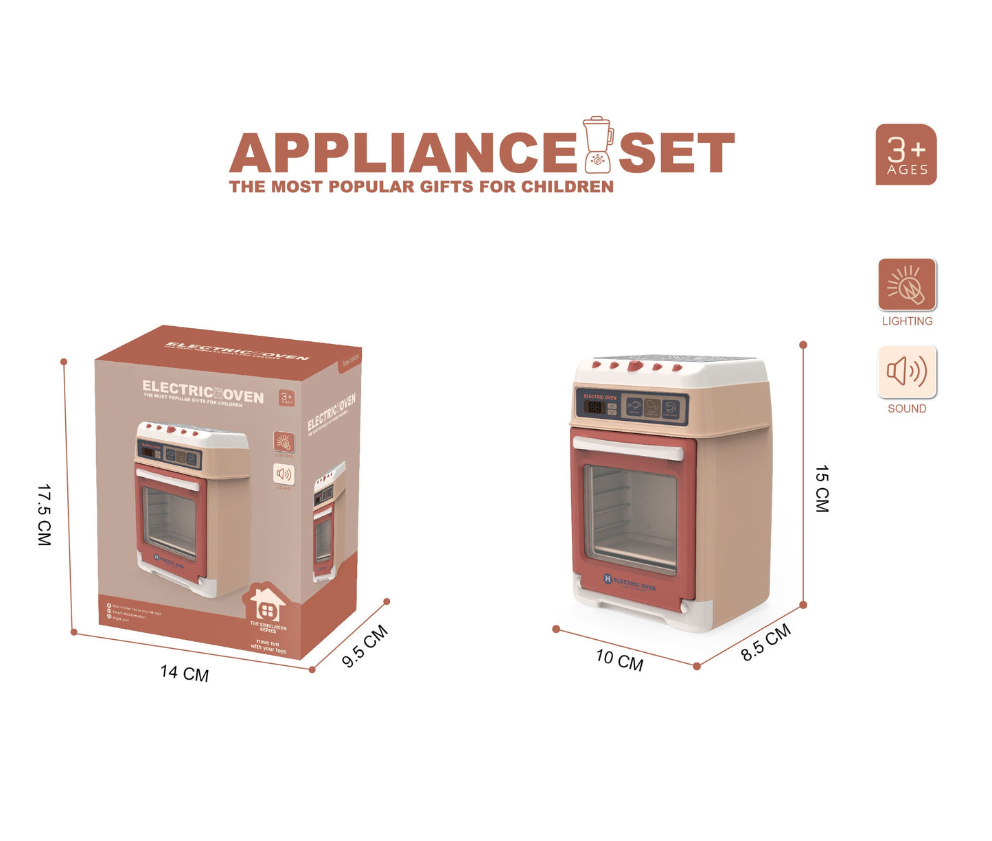 【Kids Kitchen Appliances】Oven and Stove Role Play Pretend Kitchen Appliance for Kids with Realistic Action, Lights, and Sounds--Need 3* AA batteries (not included)