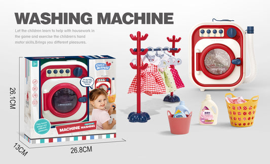 TOYBILLION Washing Machine Set Toys Laundry Pretend Play Kit with Baskets Clothes Clothes Hanger Kitchen Pretend Role Play Appliance Toys for Toddlers Ages 3+